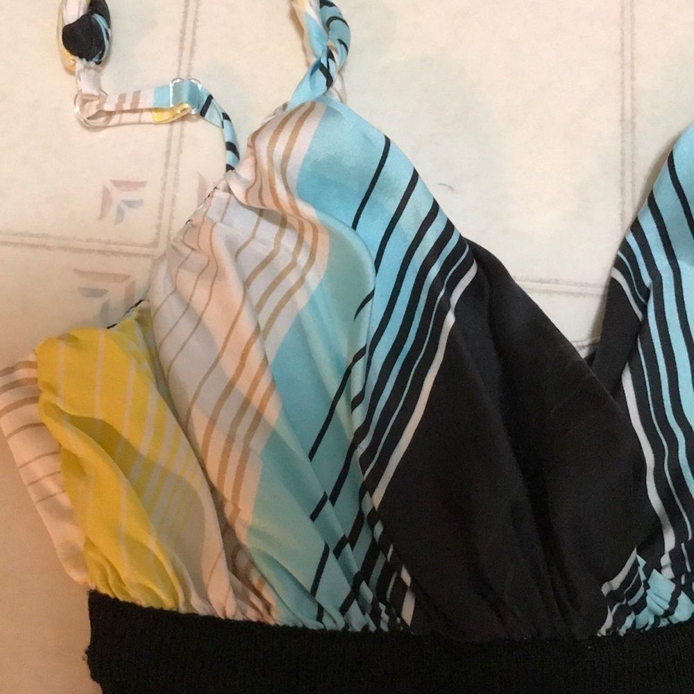 BEBE Black Stretchy Silk Top Party Dress - Picture 7 of 11